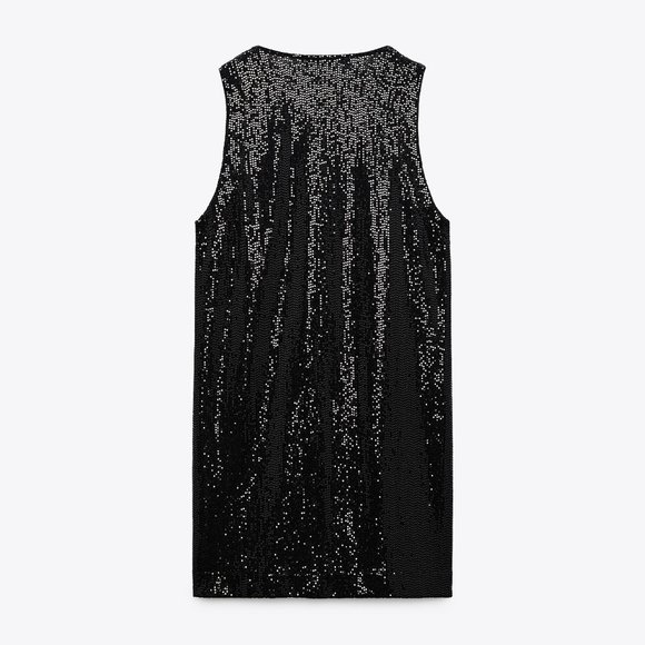 Zara Sparkly Vest Mini Dress Black NWT - Picture 5 of 5